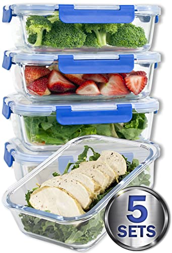 COLIBROX 36 Oz Glass Meal Prep Containers