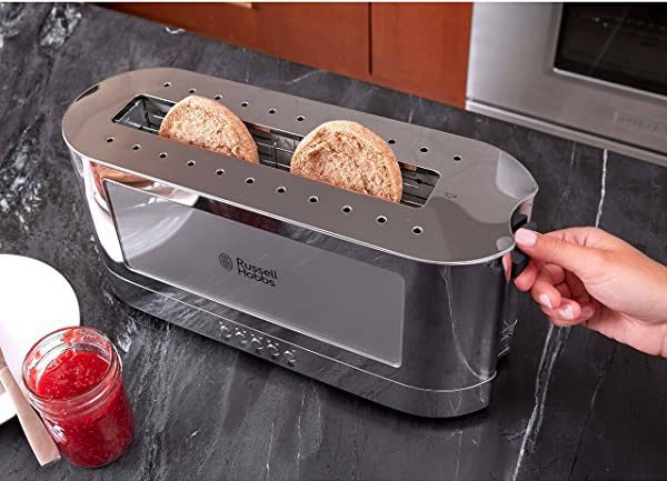 What is the best way to clean the interior of a long-slot toaster