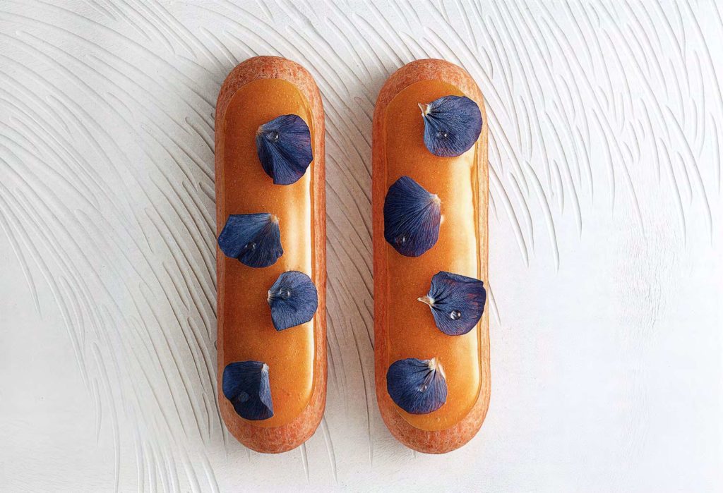 Floral Mango Violet Éclair Recipe by Christophe Adam
