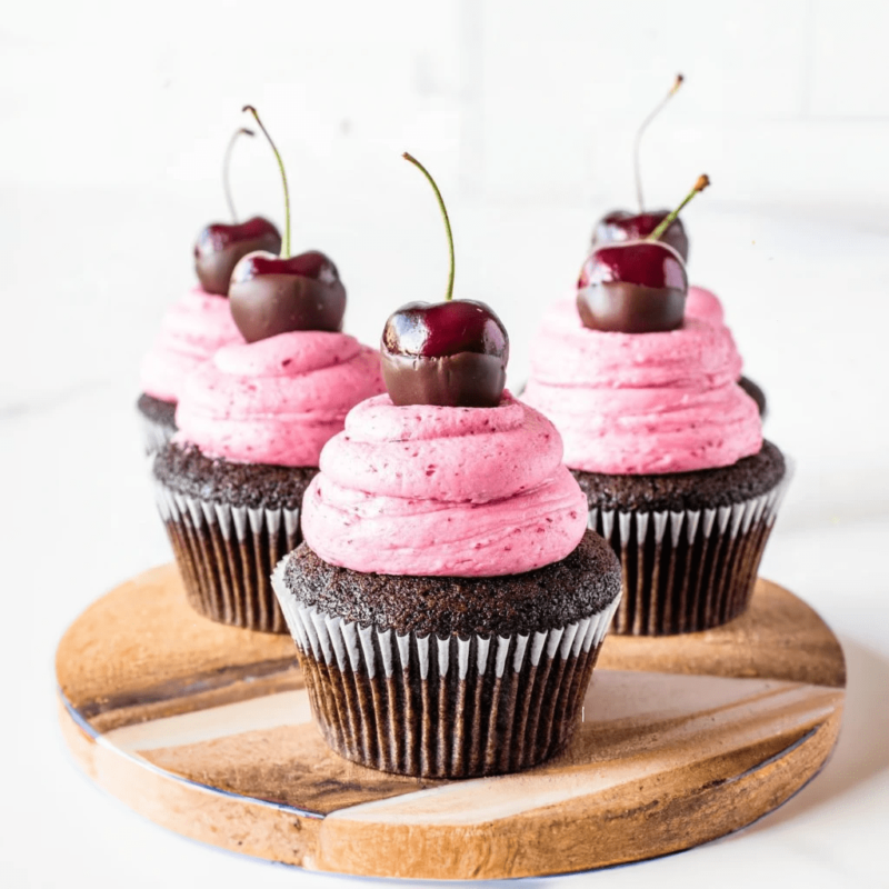 Dark Chocolate Cherry Cupcakes Recipe 1