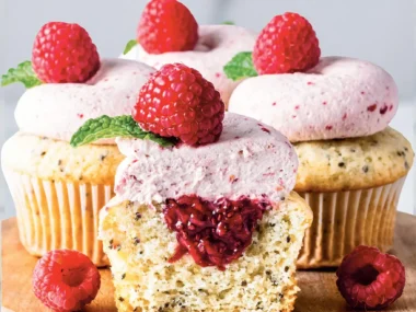 Raspberry Chia Cupcakes recipe by Camilla Hurst