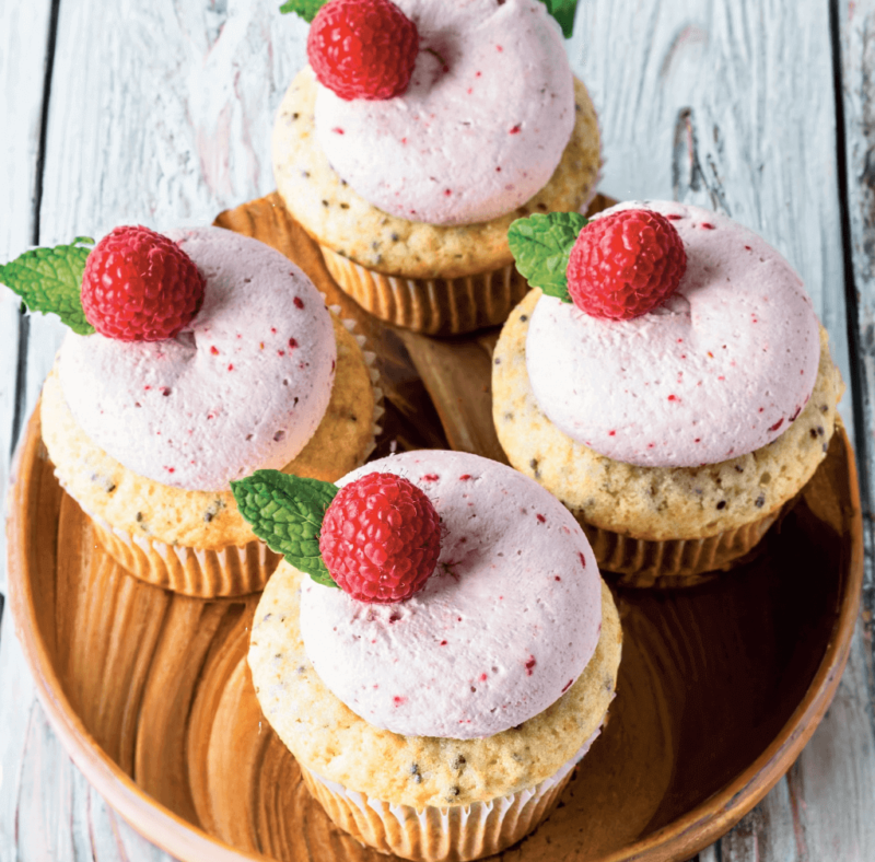 Raspberry Chia Cupcakes recipe by Camilla Hurst