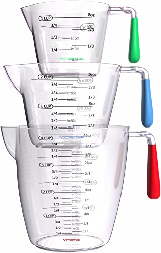 Vremi 3 Piece Plastic Measuring Cups Set – Best Plastic Measuring Cup Set