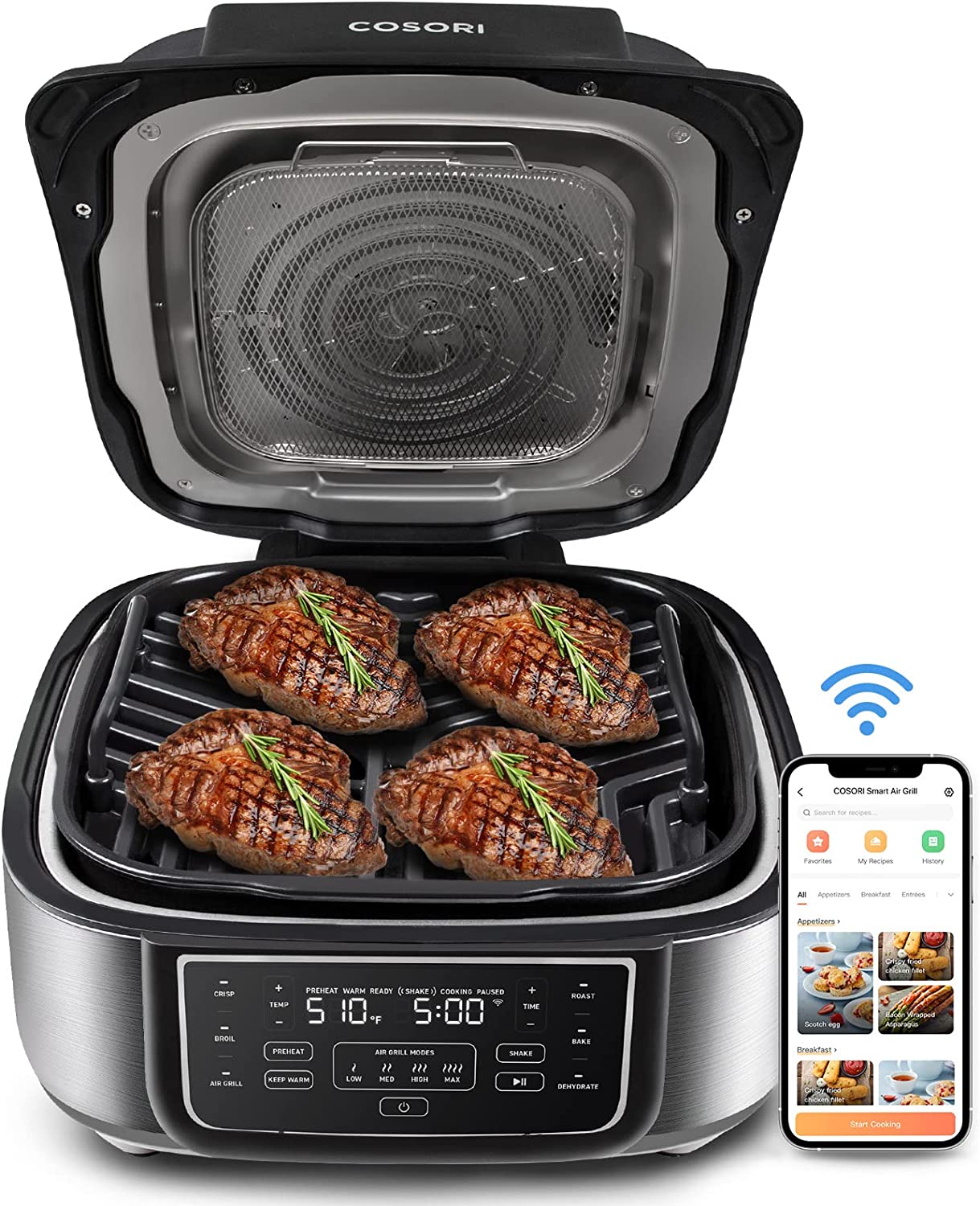 COSORI Indoor Grill & Smart XL Air Fryer Combo
