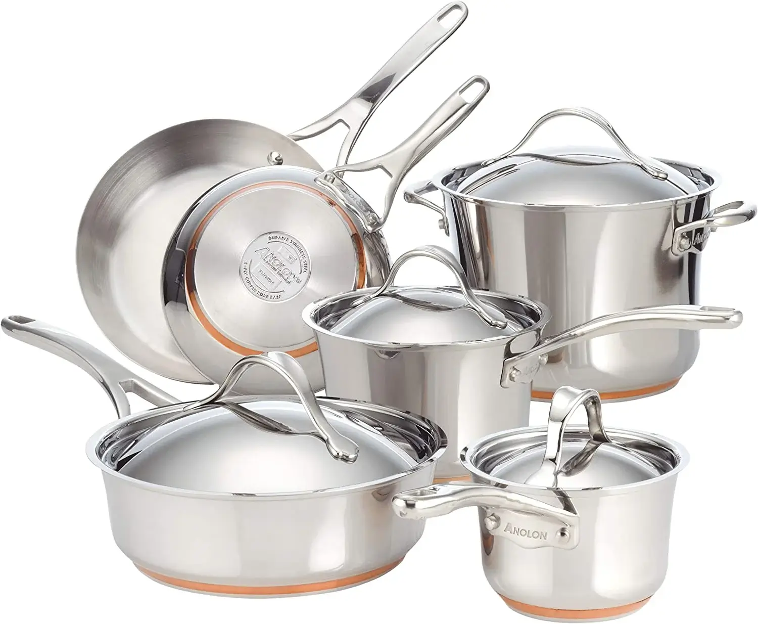 Anolon Nouvelle Stainless Steel Cookware Pots and Pans Set - Most Stylish