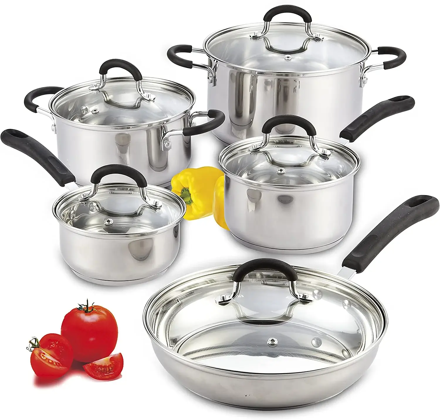 Cook N Home 10-Piece Stainless Steel Cookware Set - Best Value