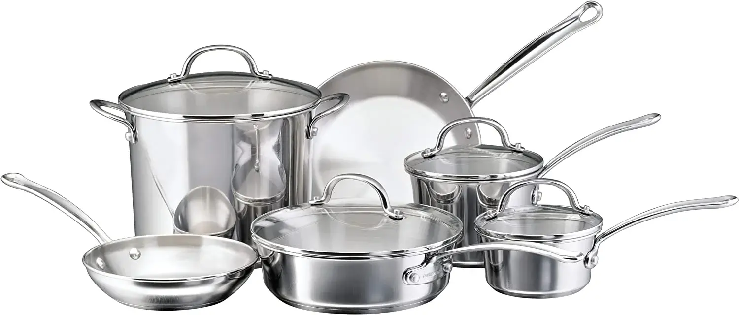 Farberware Millennium Stainless Steel Cookware Pots and Pans Set - Most Even Heat Distribution