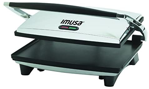 Imusa GAU-80102 Large Electric Panini Press 1400-Watts – Silver