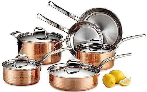 Lagostina Martellata Hammered Copper Tri-Ply Cookware Set