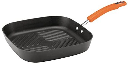 Rachael Ray Hard-Anodized Nonstick Deep Square Grill Pan, Gray