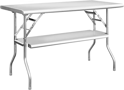 Royal Gourmet Commercial Stainless Steel Double-Shelf Folding Work Table – Best Outdoor Work Table