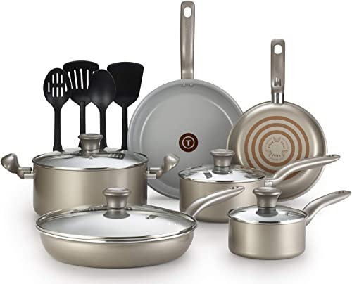 T-fal G919SE64 Initiatives Ceramic Nonstick Cookware Set, 14-Piece – Most Stylish Ceramic T-Fal Cookware Set
