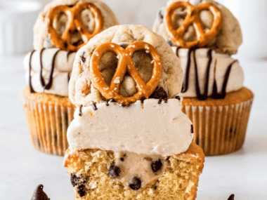 Pretzel Chocolate Chip Cookie Dough Cupcakes Recipe
