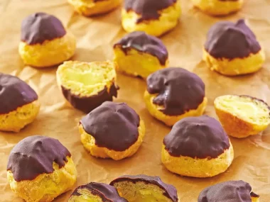 Air Fryer Chocolate-Dipped Cream Puffs Recipe by Robin Fields