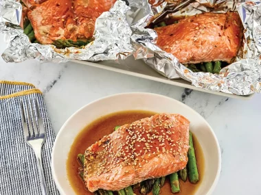 Air Fryer Foil Packet Salmon and Asparagus Recipe by Aileen Clark