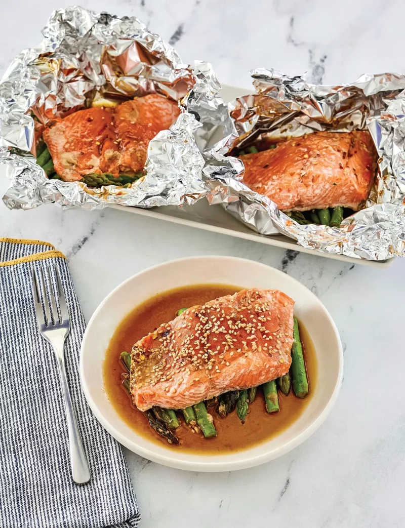 Air Fryer Foil Packet Salmon and Asparagus Recipe by Aileen Clark