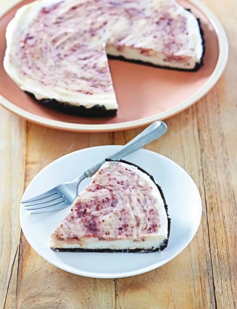 Air Fryer Raspberry White Chocolate Cheesecake Recipe by Robin Fields