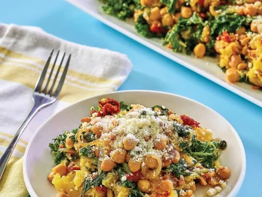 Air Fryer Spaghetti Squash with Chickpeas and Kale Recipe by Aileen Clark