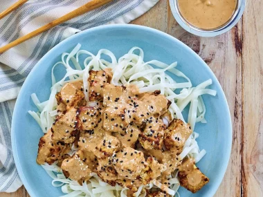 Air Fryer Thai-Style Tofu with Peanut Sauce Recipe by Aileen Clark