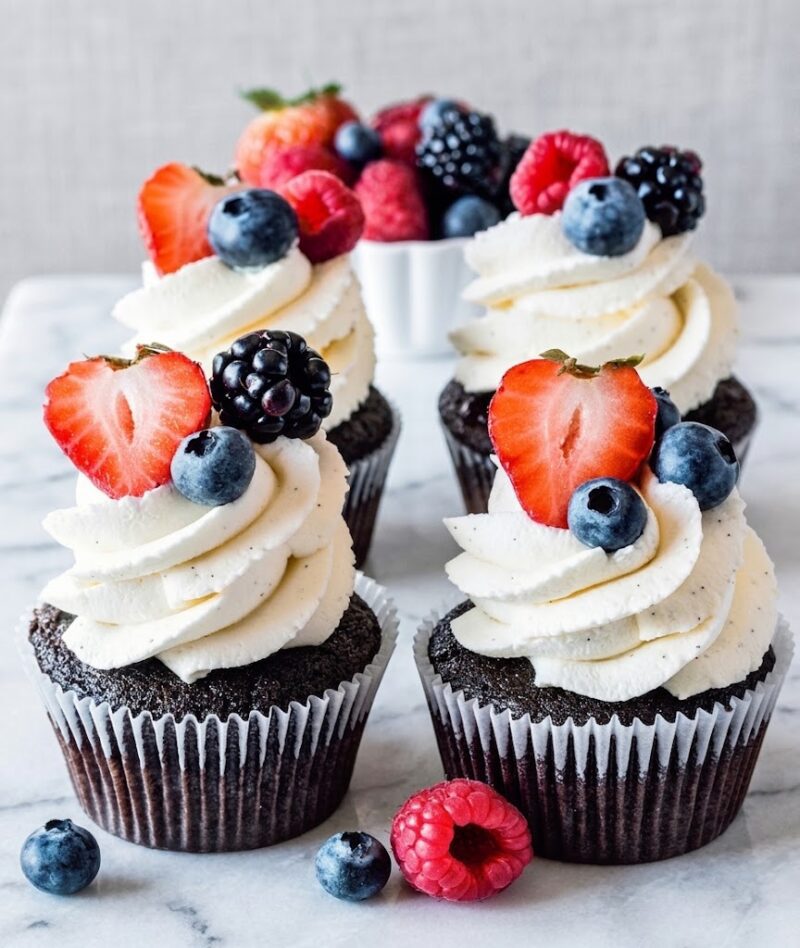 Mixed Berry Chocolate Cupcakes Recipe