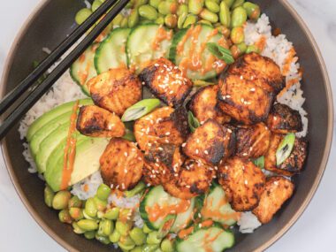 Air Fryer Salmon Bite Bowls With Veggies